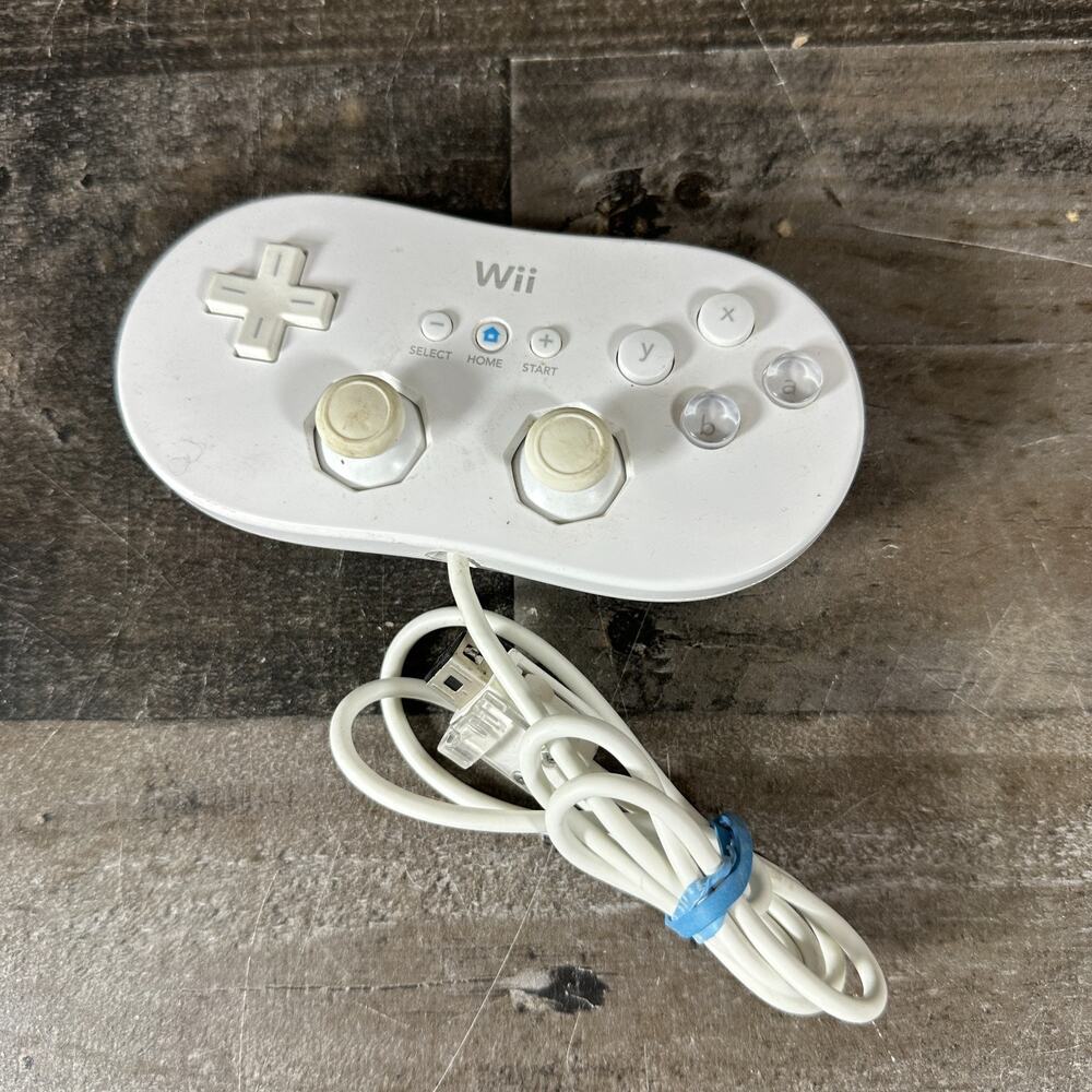 Official Nintendo Wii Pro Controller Classic White RVL-005 OEM Tested - Picture 1 of 6